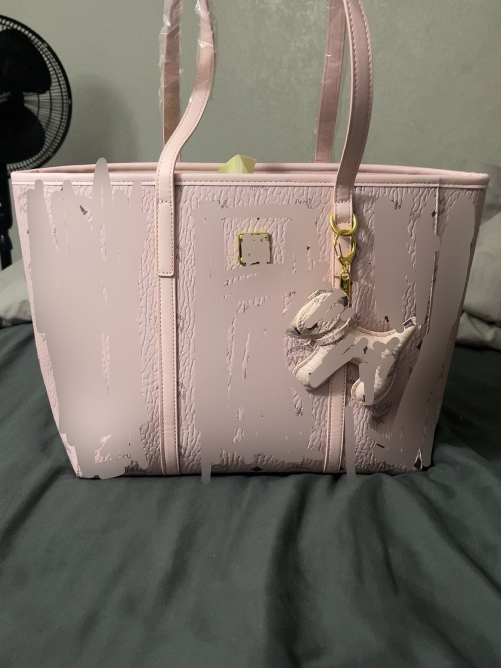 Pink Tote Bag with Dog Charm - Women Bags